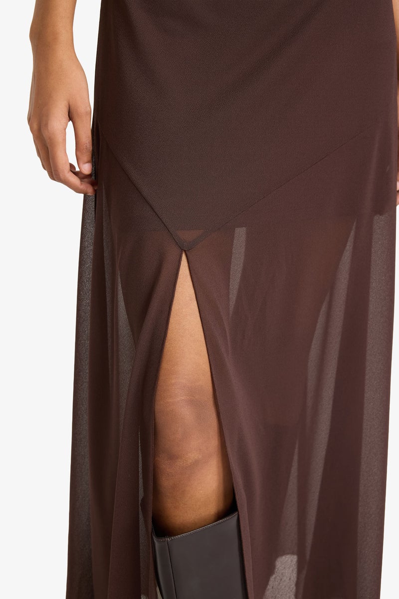 DeFacto Brown Woman A Cut Crepe Normal Waist Maxi Knitted Skirt Casual - Image 4